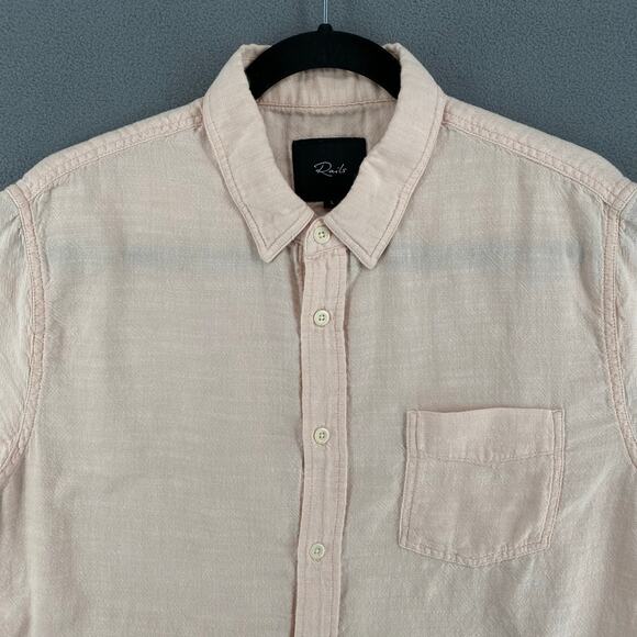 Rails Fairfax Button Down Short Sleeve Shirt Mens L Pink Cotton Casual - Picture 4 of 13